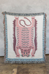 Cute Pink Bold tiger design on woven throw